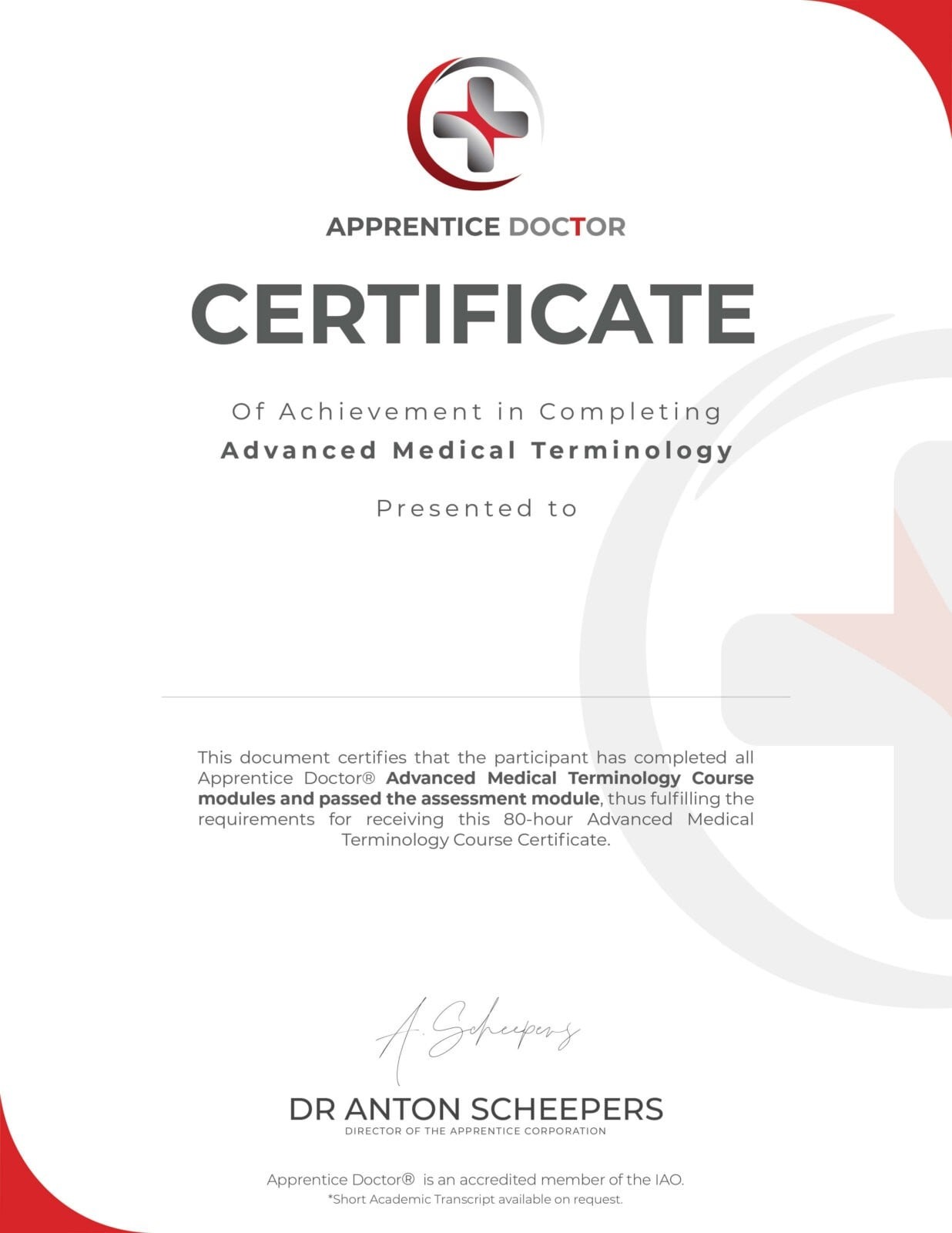 Apprentice Doctor Certificate 7