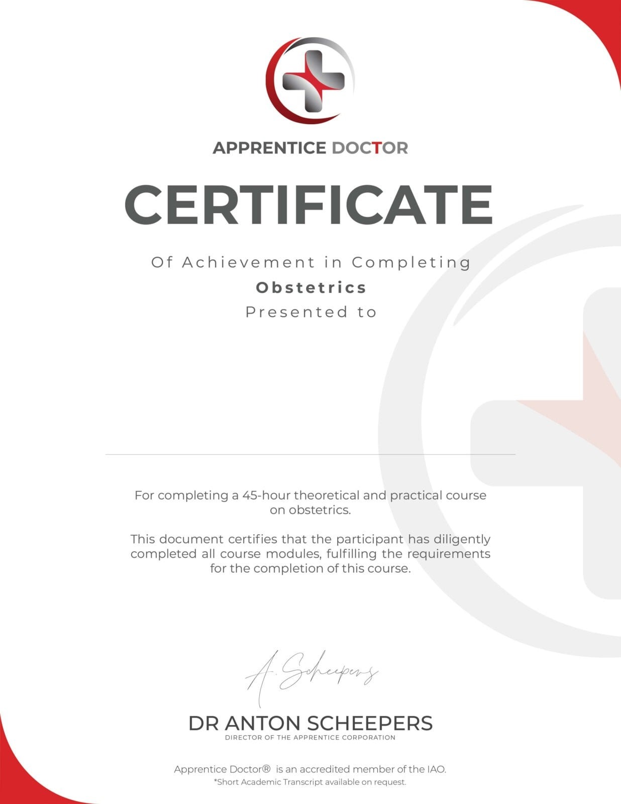 Apprentice Doctor Certificate 10