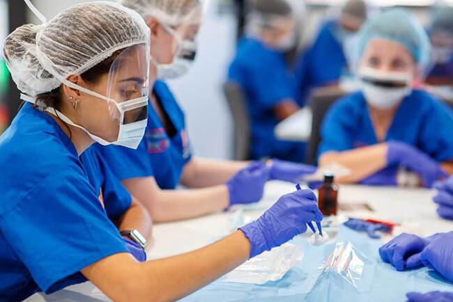 Students skin-prepping